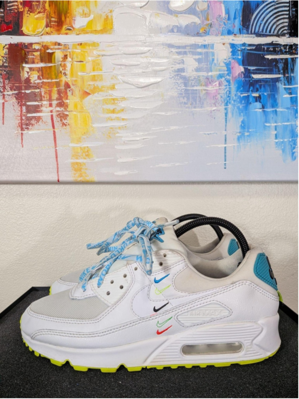 Nike Air Max 90 Worldwide Shoes Womens Size 9 White Low Top Sneakers CK7069-100